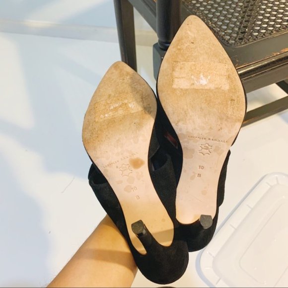 LOEFFLER RANDALL Black Flora Suede Bow Mules 10 - Picture 3 of 5